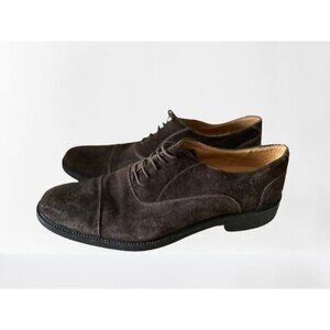 VERO CUOIO Made In Italy Brown Suede Cap Toed OXFORDS Lace-up Shoes Size 45